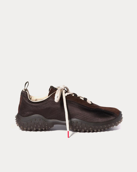 Miu Miu Bubble Technical Fabric & Suede Dark Brown Low Top Sneakers - 1