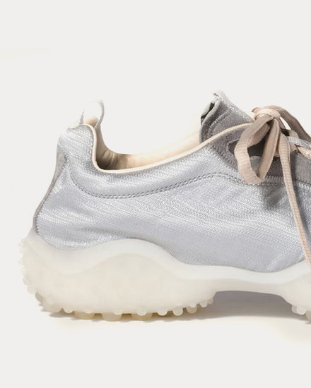 Miu Miu Bubble Technical Fabric & Suede Cloudy Grey Low Top Sneakers - 4