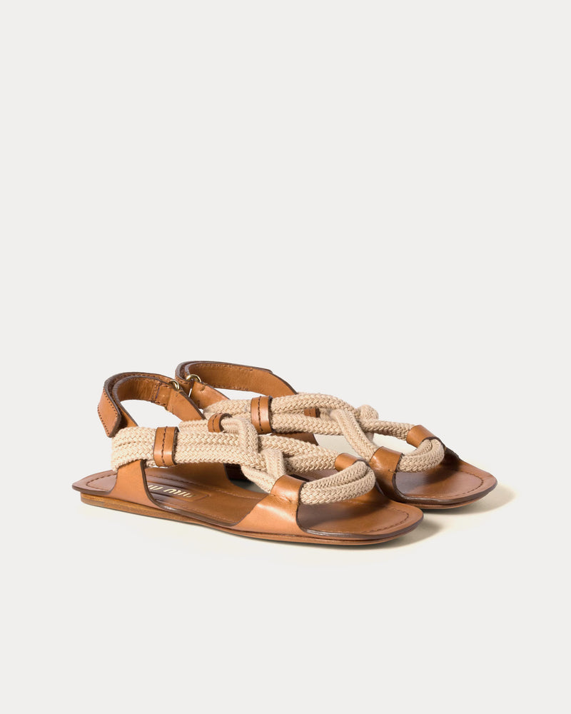 Miu Miu Flat Cord Natural Sandals - 2