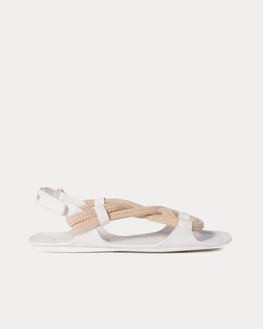 Miu Miu Flat Cord White Sandals