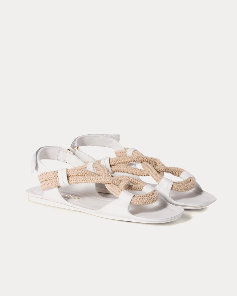 Miu Miu Flat Cord White Sandals - 2