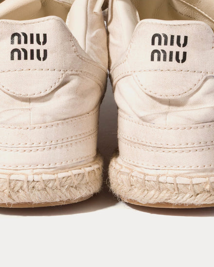 Miu Miu Gymnasium Canvas Ecru Low Top Sneakers - 3