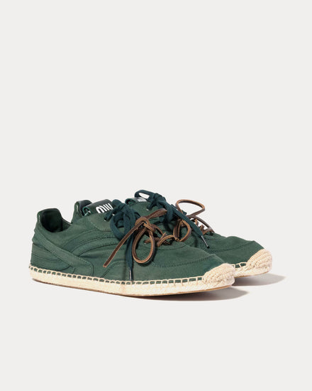 MIU MIU オリーブグリーン スニーカー Miu Miu Women's Gymnasium Gabardine Bottle Green Low Top Sneakers