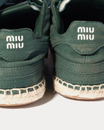 Miu Miu Women's Gymnasium Gabardine Bottle Green Low Top Sneakers