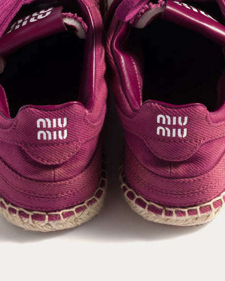 Miu Miu Gymnasium Gabardine Burgundy Low Top Sneakers - 3