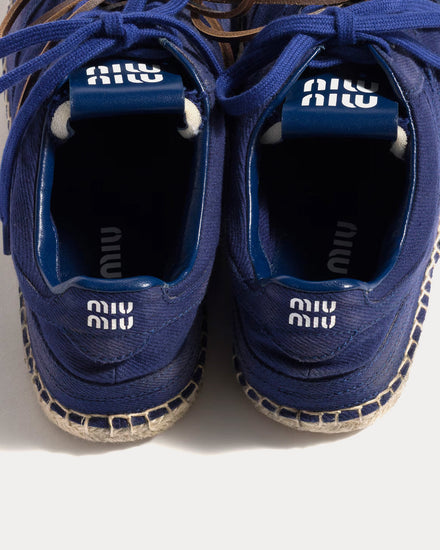 Miu Miu Gymnasium Gabardine Ink Blue Low Top Sneakers - 3