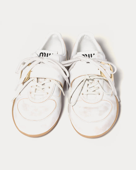 Miu Miu Gymnasium with Strap & Buckle White Low Top Sneakers - 2