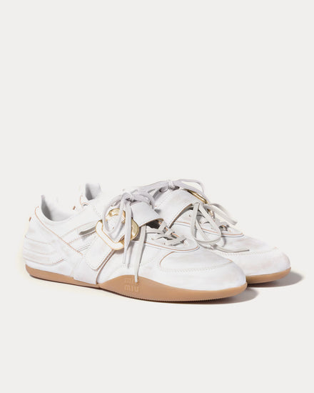 Miu Miu Gymnasium with Strap & Buckle White Low Top Sneakers - 3