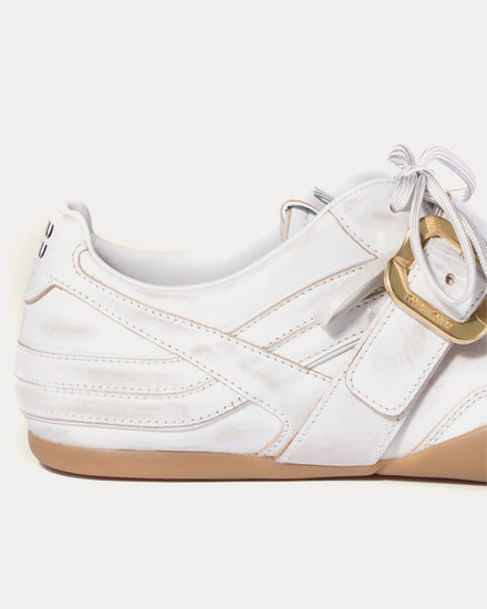 Miu Miu Gymnasium with Strap & Buckle White Low Top Sneakers - 4