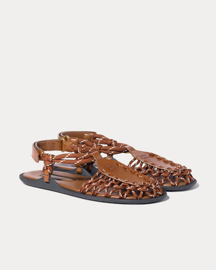 Miu Miu Leather & Cord Hazelnut Brown / Tobacco Sandals - 2