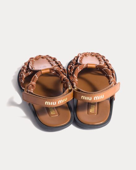 Miu Miu Women's Leather & Cord Hazelnut Brown / Tobacco Sandals