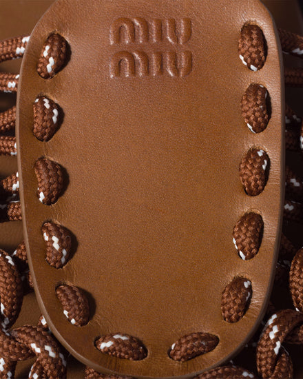 Miu Miu Women's Leather & Cord Hazelnut Brown / Tobacco Sandals