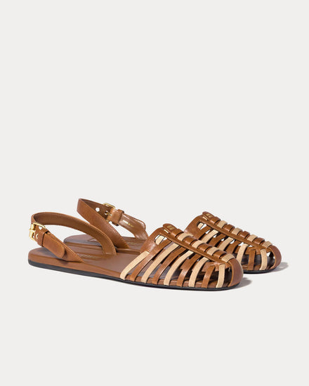 Miu Miu Nappa & Suede Leather Oak / Desert Beige Sandals - 2