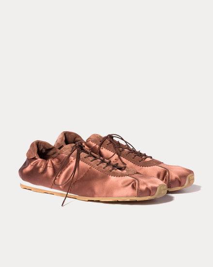 Miu Miu Plume Satin Cocoa Brown Low Top Sneakers - 2