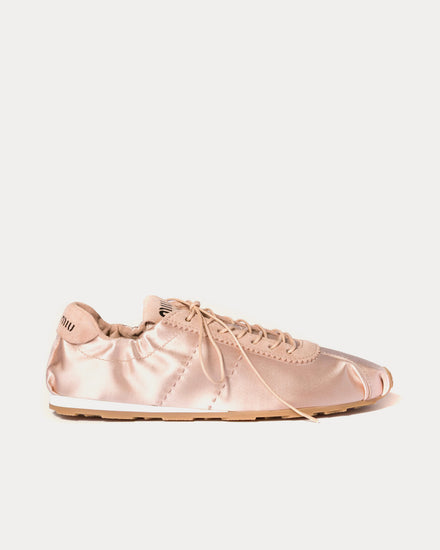 Miu Miu Plume Satin Powder Pink Low Top Sneakers - 1