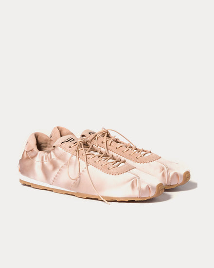 Miu Miu Plume Satin Powder Pink Low Top Sneakers - 2