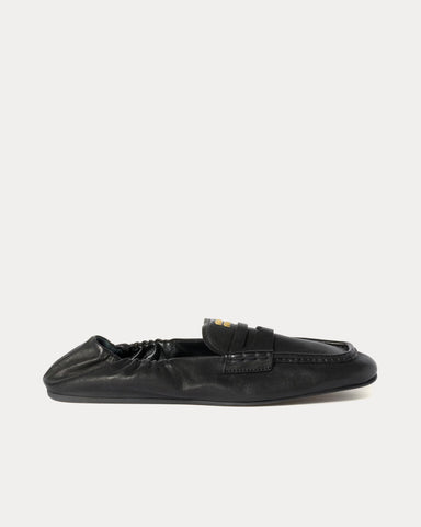 Miu Miu Ruches Nappa Leather Black Loafers