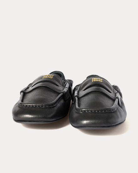 Miu Miu Ruches Nappa Leather Black Loafers - 2