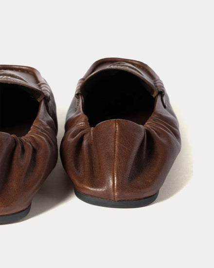 Miu Miu Ruches Nappa Leather Briarwood Loafers - 4