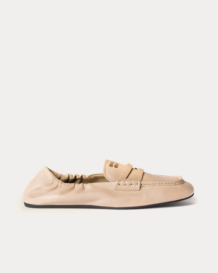 Miu Miu Ruches Nappa Leather Cord Loafers - 1