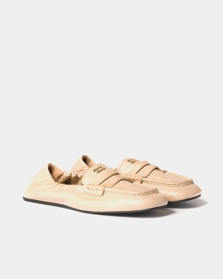 Miu Miu Ruches Nappa Leather Cord Loafers - 2