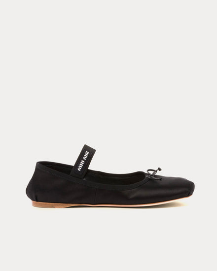 Miu Miu Satin Black Ballerinas - 1