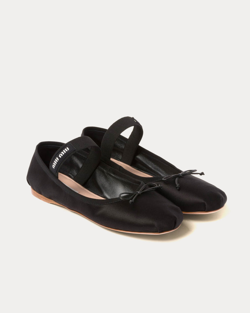 Miu Miu Satin Black Ballerinas - 2