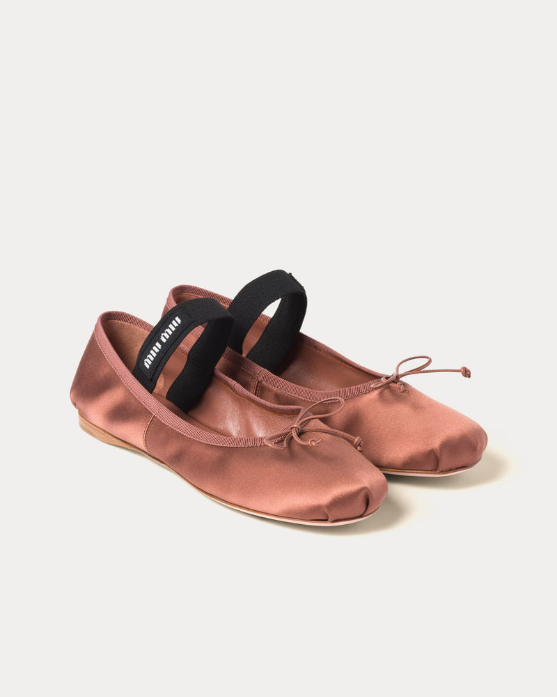 Miu Miu Satin Cocoa Brown Ballerinas - 2