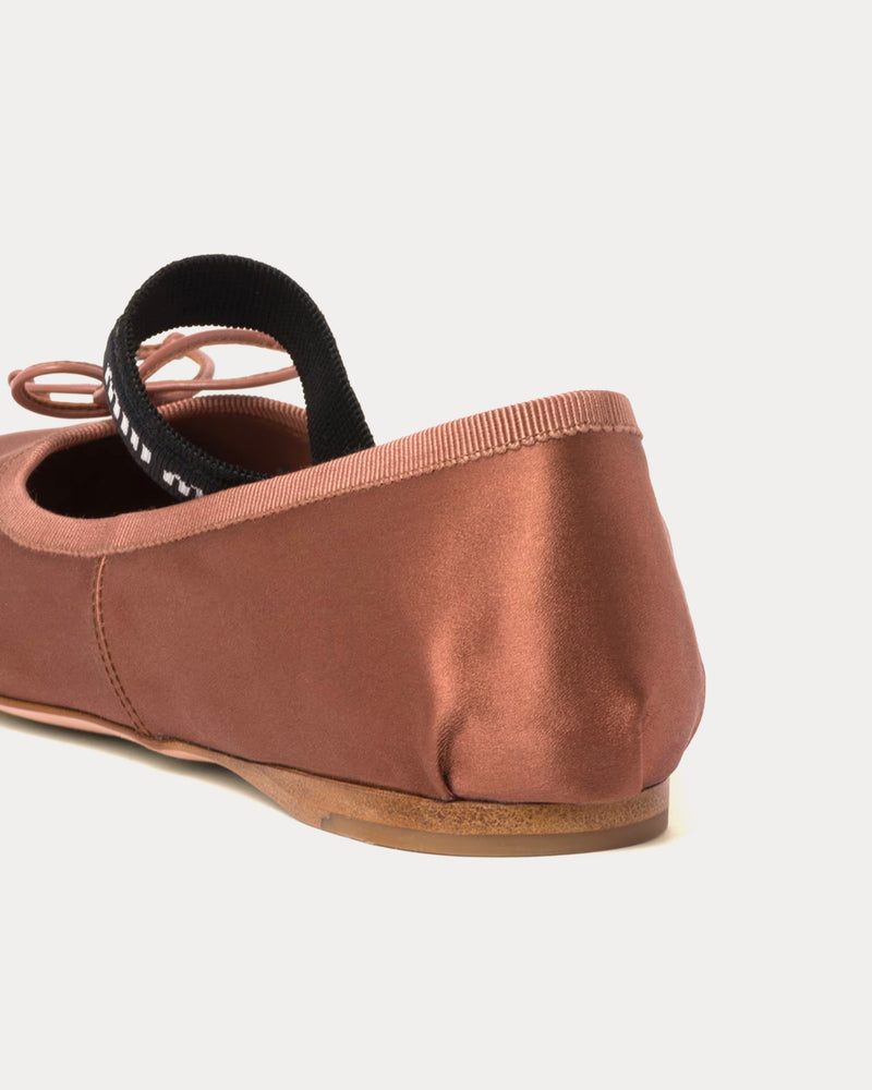 Miu Miu Satin Cocoa Brown Ballerinas - 3