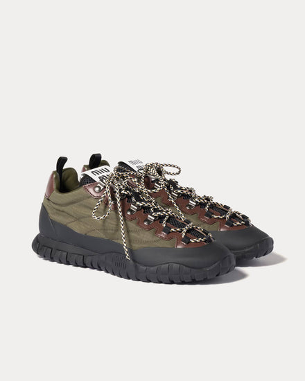 Miu Miu Techincal Fabric & Leather Forest Green Low Top Sneakers - 2