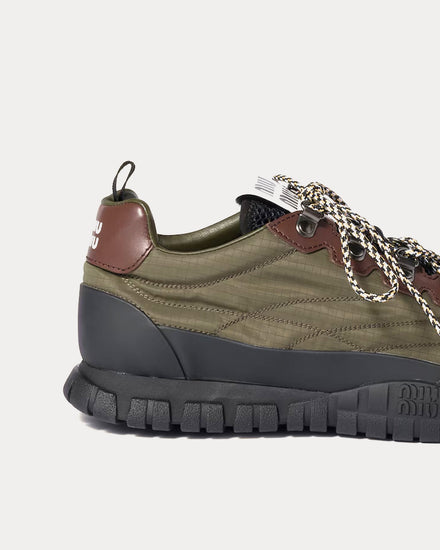 Miu Miu Techincal Fabric & Leather Forest Green Low Top Sneakers - 4