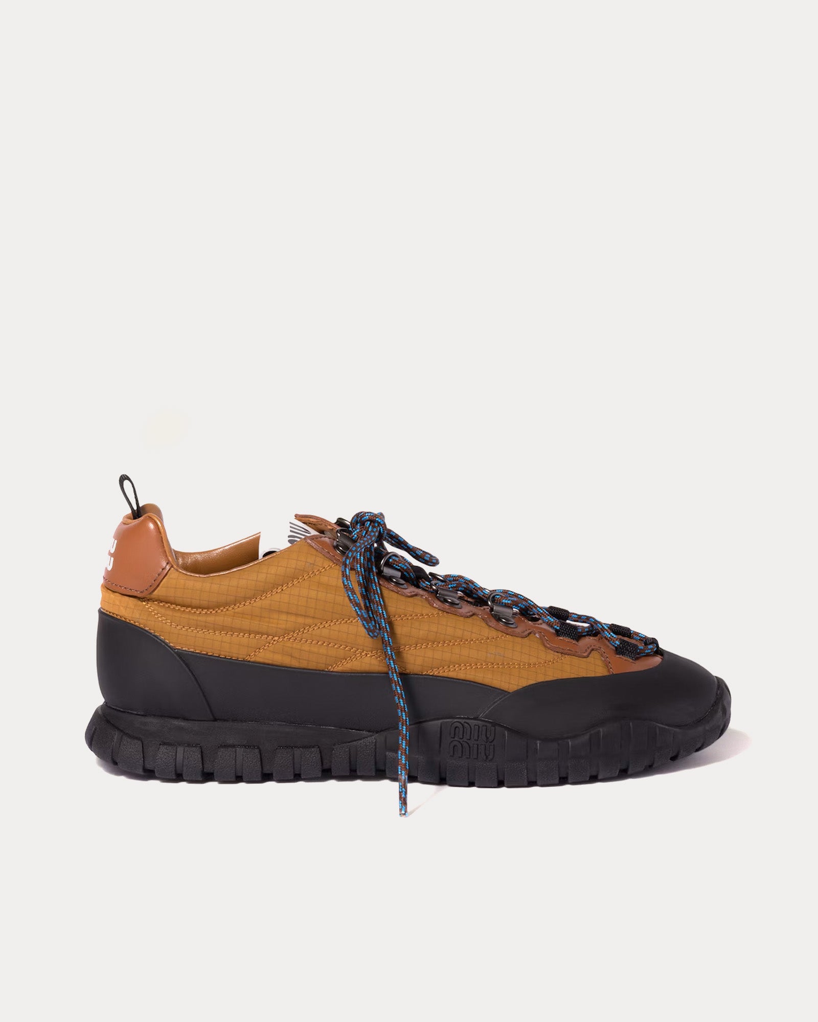 Miu Miu Women's Techincal Fabric & Leather Mustard Low Top Sneakers
