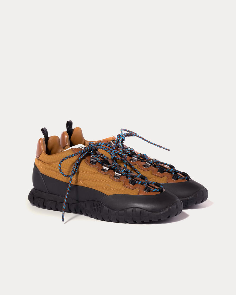 Miu Miu Women's Techincal Fabric & Leather Mustard Low Top Sneakers