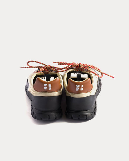 Miu Miu Techincal Fabric & Leather Raw White Low Top Sneakers - 4