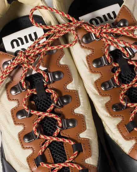 Miu Miu Techincal Fabric & Leather Raw White Low Top Sneakers - 5