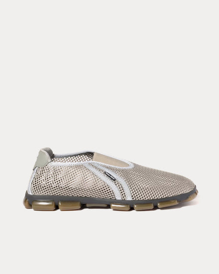 Miu Miu Technical Mesh Fabric Steel Grey Slip On Sneakers - 1