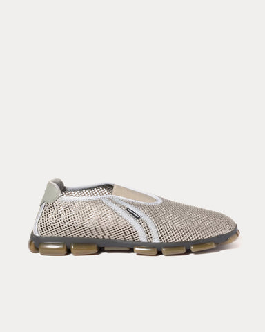 Miu Miu Technical Mesh Fabric Steel Grey Slip On Sneakers