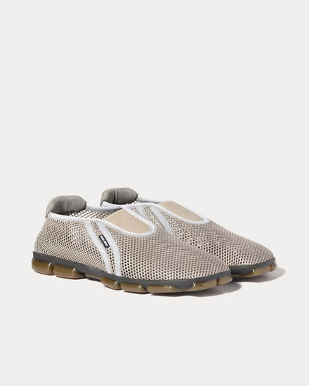 Miu Miu Technical Mesh Fabric Steel Grey Slip On Sneakers - 2