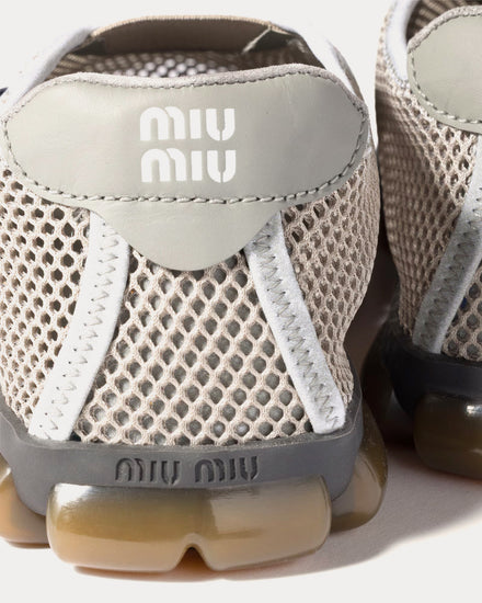 Miu Miu Technical Mesh Fabric Steel Grey Slip On Sneakers - 3