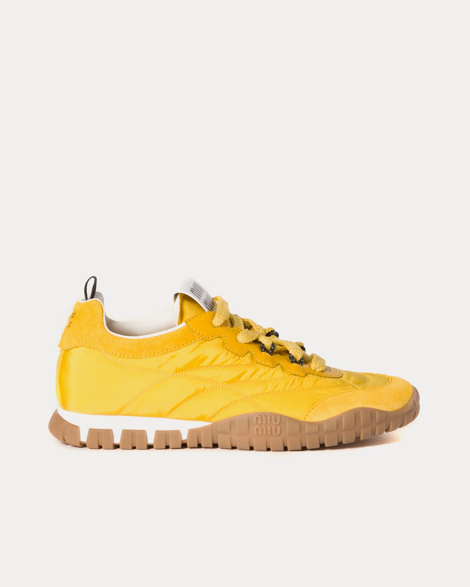 Miu Miu Women's Tyre Technical Fabric & Suede Topaz Low Top