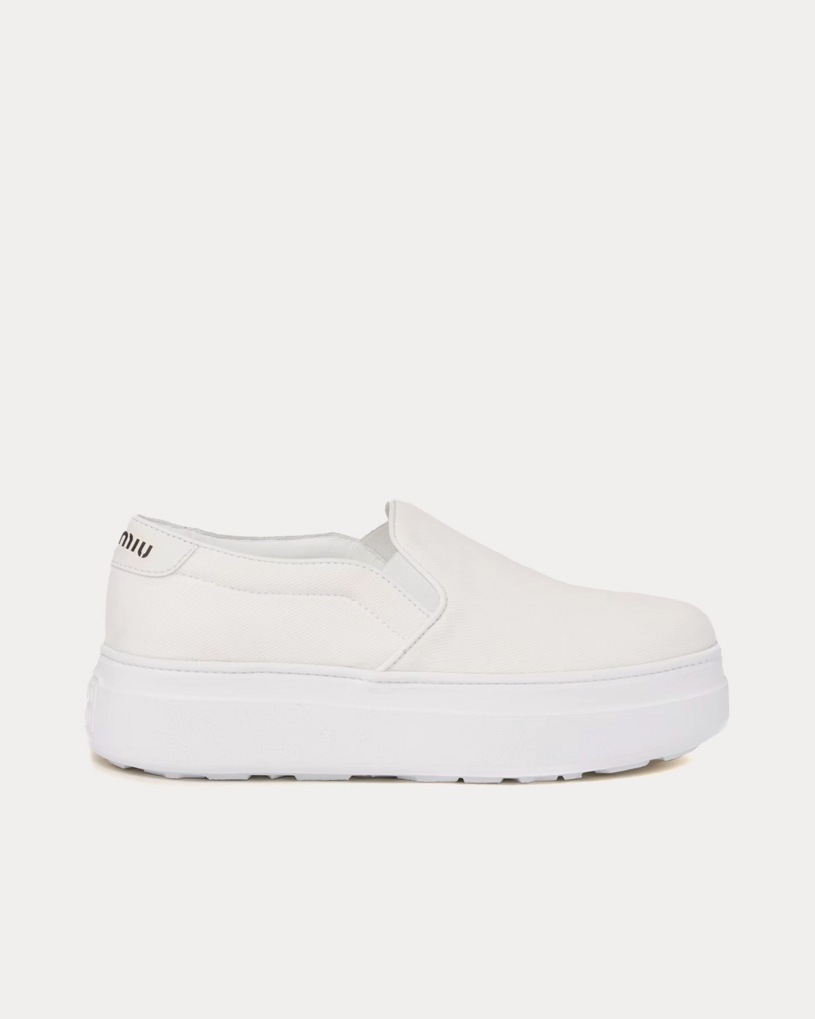 Miu Miu - Washed Cotton Drill White Slip On Sneakers