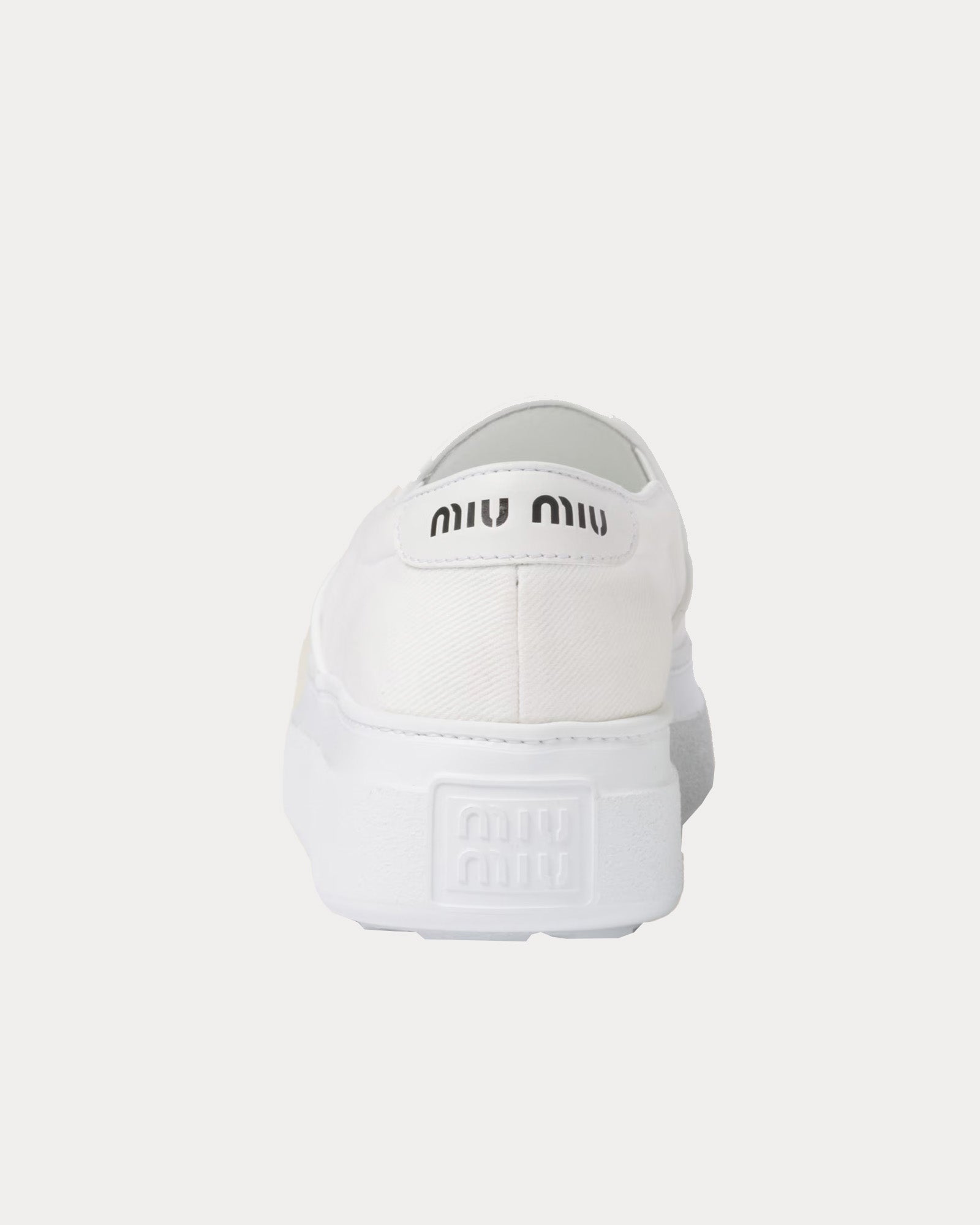 Miu Miu - Washed Cotton Drill White Slip On Sneakers