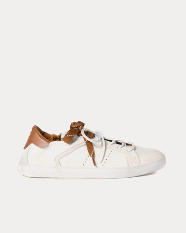 Miu Miu Deco Leather White / Cognac Low Top Sneakers