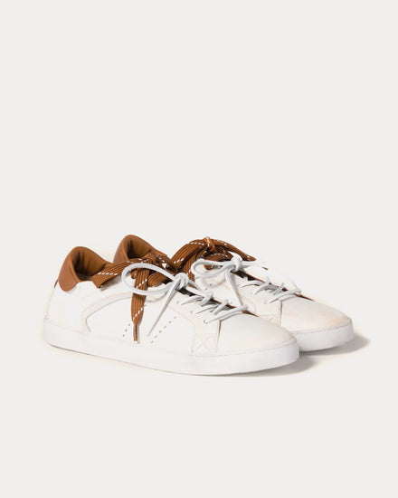Miu Miu Deco Leather White / Cognac Low Top Sneakers - 2