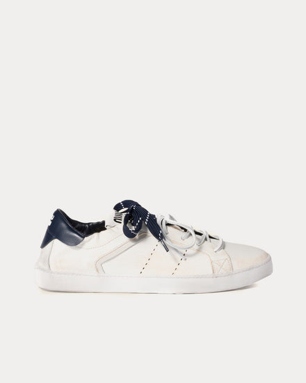 Miu Miu Deco Leather White / Royal Blue Low Top Sneakers - 1