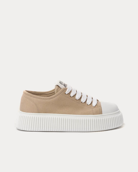 Miu Miu Platform Denim Colonial Beige Low Top Sneakers - 1