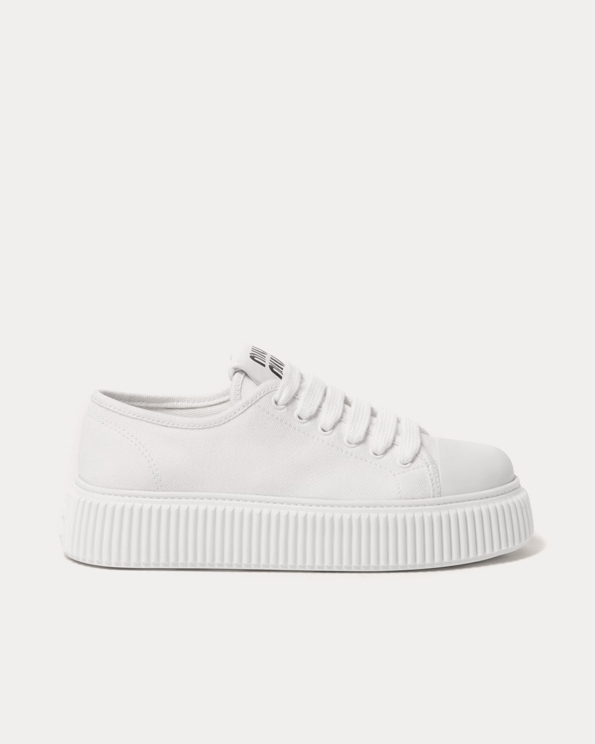 Miu Miu - Platform Denim White Low Top Sneakers