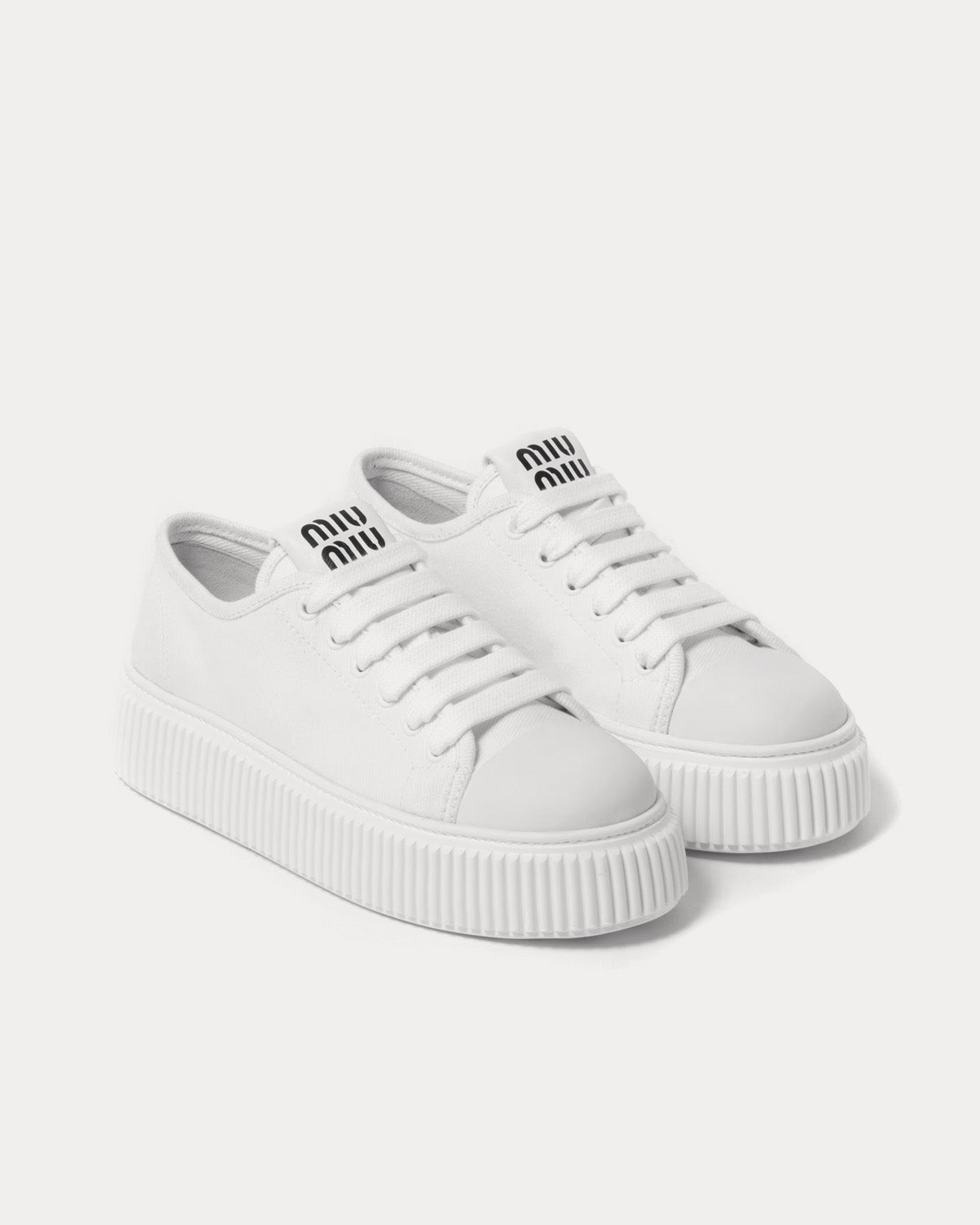 Miu Miu - Platform Denim White Low Top Sneakers