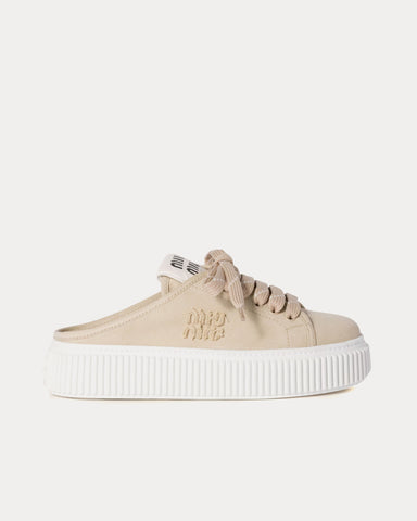 Miu Miu Denim Colonial Beige Mules