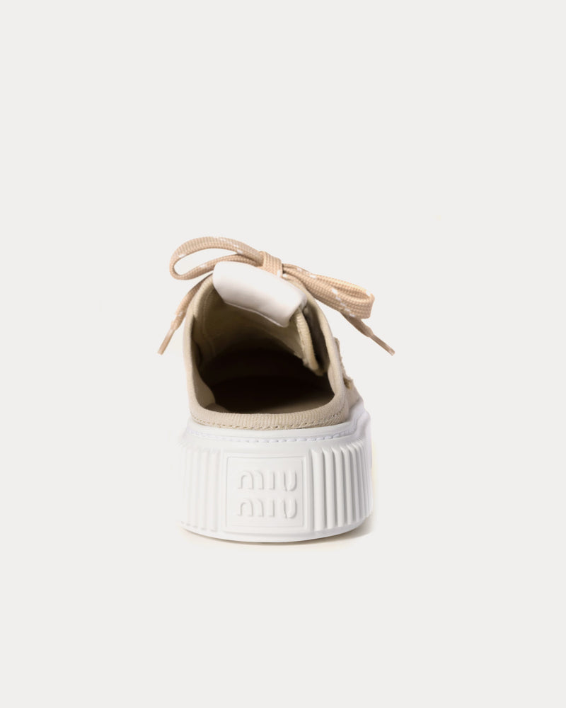 Miu Miu Denim Colonial Beige Mules - 3